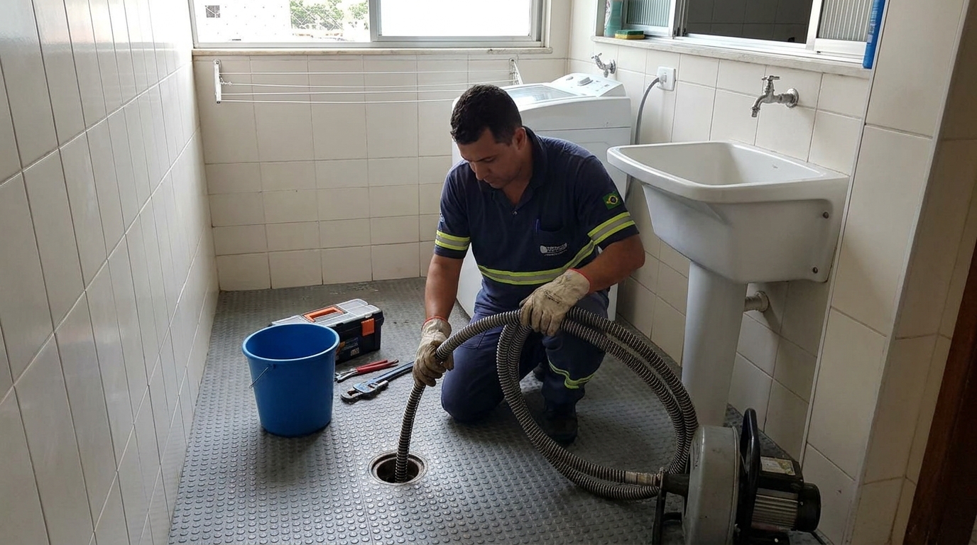 Desobstrução na Cozinha no Jardim Jandaia, Ribeirão Preto‑SP
